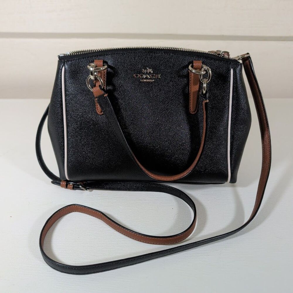 Authentic Coach Mini Christie Carryall Black Leather w Contrast Trim (F57487)